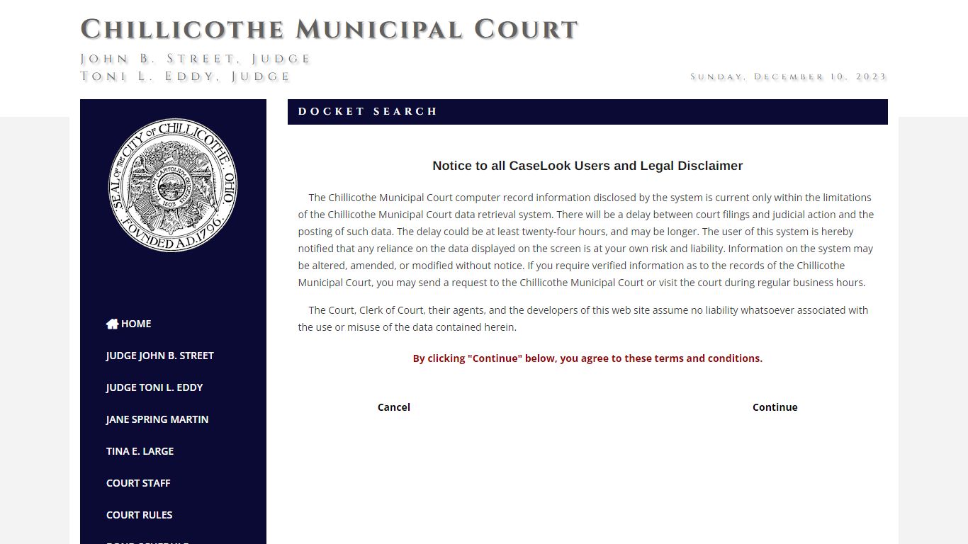 Chillicothe Municipal Court - Record Search